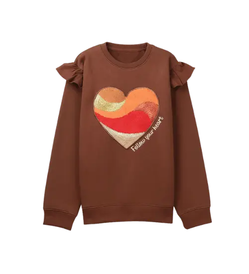 Girls Fleece Sweatshirt Heart