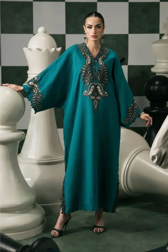 Embroidered Striped Cotton Suit